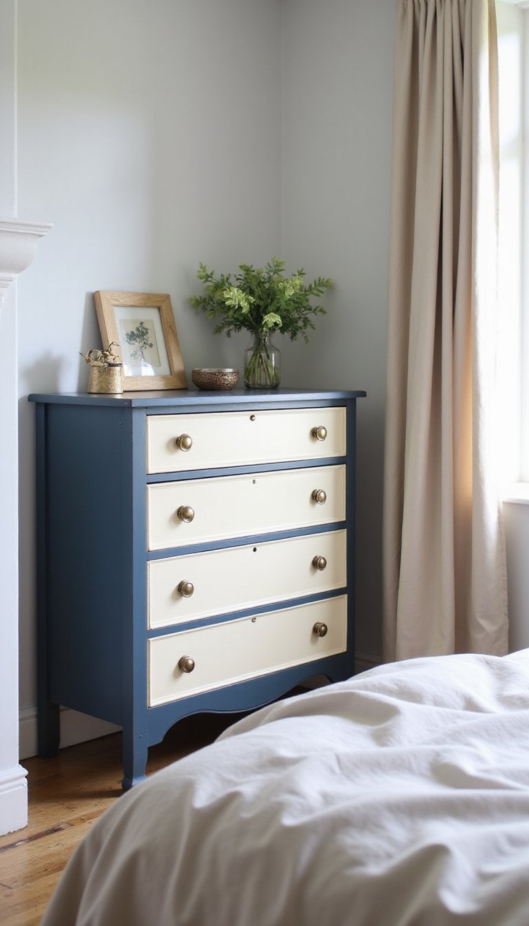 Painted dresser with two-tone color block