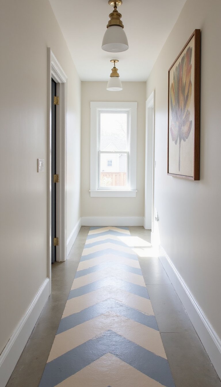 Painted floor runner to brighten narrow halls