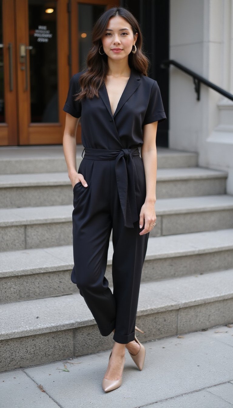 Tailored Jumpsuit with Waist Tie