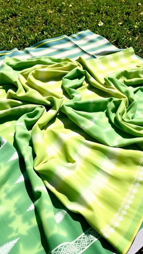 Tie-dyed green bandanas for picnic flair