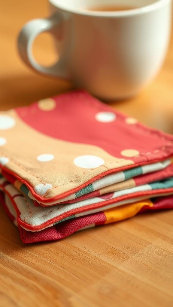 Handy fabric coasters for coffee and tea cups