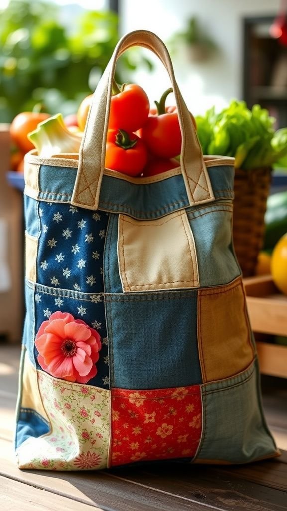 Patchwork tote bag: roomy and delightfully mismatched