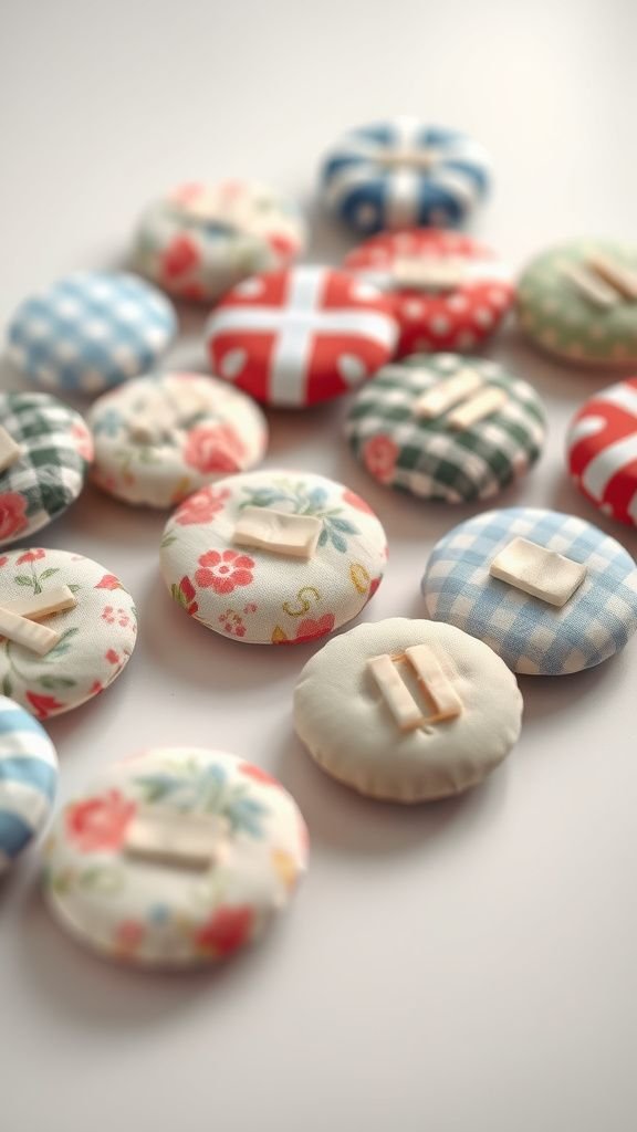 Tiny fabric button magnets: colorful and tactile